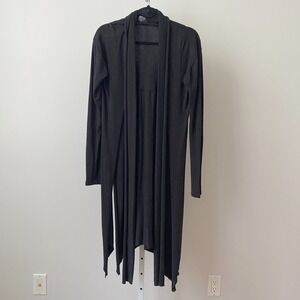 REVIR Cotton Lagenlook Witchy Goth Duster Cardigan OS Black